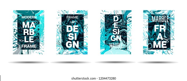 Marble Texture Dynamic Frame Vector Design. Suminagashi Liquid Paint Futuristic Ad, Music Poster, Motivational Card, Cover Background. Abstract Marble Texture Layout with Text, Cool Gradient Border