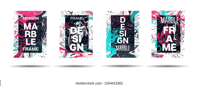 Marble Texture Dynamic Frame Vector Design. Liquid Paint Futuristic Suminagashi Ad, Music Poster, Motivational Card, Cover Background. Abstract Marble Texture Layout with Text, Gradient Overlay Border