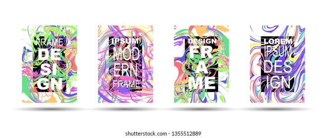 Marble Texture Dynamic Frame Vector Layout. Suminagashi Hologram Liquid Paint Ad, Music Poster, Motivational Card, Cover Background. Gradient Overlay Border, Fluid Liquid Shape Vector Marble Texture

