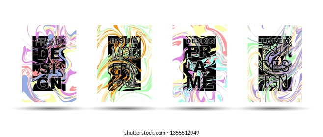 Marble Texture Dynamic Frame Vector Layout. Suminagashi Hologram Liquid Paint Ad, Music Poster, Motivational Card, Cover Background. Gradient Overlay Border, Fluid Liquid Shape Vector Marble Texture
