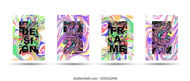Marble Texture Dynamic Frame Vector Layout. Suminagashi Hologram Liquid Paint Ad, Music Poster, Motivational Card, Cover Background. Gradient Overlay Border, Fluid Liquid Shape Vector Marble Texture
