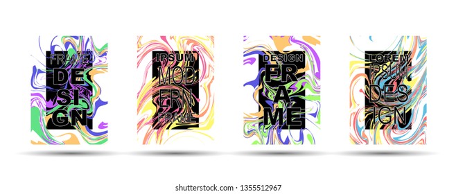 Marble Texture Dynamic Frame Vector Layout. Suminagashi Hologram Liquid Paint Ad, Music Poster, Motivational Card, Cover Background. Gradient Overlay Border, Fluid Liquid Shape Vector Marble Texture
