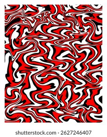 Marble texture. Dynamic liquid pattern in black, red, white. bright wavy lines. fluid background for your design project