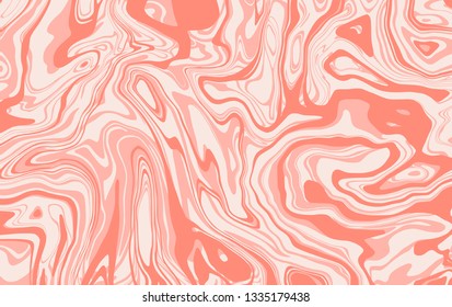 Marble texture. Dynamic liquid splash in light pink color. Wavy lines. Vector marble background for your design project.