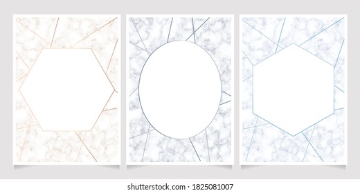 marble texture with geometric line frame card background 