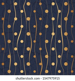 Marble texture with golden glitter. Elegant beautiful background with lines and dots. Gold seamless pattern. Fashion design for wallpaper, wrapping paper, gift wrapper, packaging, interior, textile 