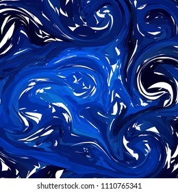 Marble texture. Handpainted waves. Vector abstract background in black, blue and pink color. Pattern can used for wallpaper or skin wall tile.
