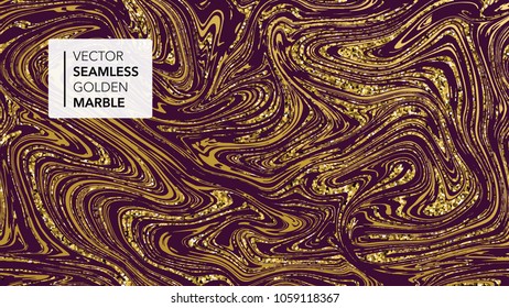 Marble texture. Luxury gold and purple seamless background.  Abstract ultra violet golden glitter marbling seamless pattern for fabric, design or gift wrapping, business or wedding cover card. Vector.
