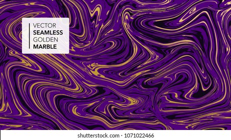 Marble texture. Luxury gold and purple seamless background.  Abstract ultra violet golden glitter marbling seamless pattern for fabric, design or gift wrapping, business or wedding cover card. Vector