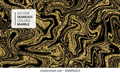 Marble texture. Luxury gold seamless background.  Abstract golden glitter marbling seamless pattern for fabric, tile, interior design or gift wrapping .Business or wedding cover card template. Vector