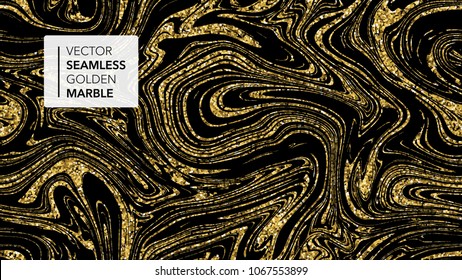 Marble texture. Luxury gold seamless background.  Abstract golden glitter marbling seamless pattern for fabric, tile, interior design or gift wrapping .Business or wedding cover card template. Vector