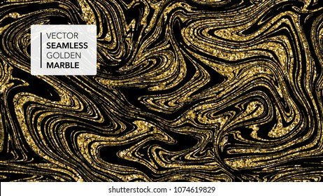 Marble texture. Luxury gold seamless background.  Abstract golden glitter marbling seamless pattern for fabric, tile, interior design or gift wrapping .Business or wedding cover card template. Vector