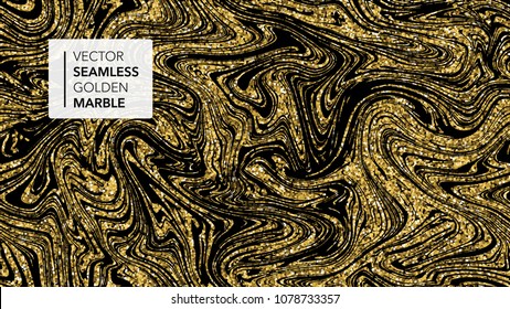 Marble texture. Luxury gold seamless background.  Abstract golden glitter marbling seamless pattern for fabric, tile, interior design or gift wrapping .Business or wedding cover card template. Vector