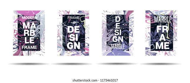 Marble Texture Motion Border Vector Layout. Liquid Paint Futuristic Suminagashi Ad, Music Poster, Motivational Card, Cover Background. Gradient Overlay Border, Vibrant Vector Marble Texture Design
