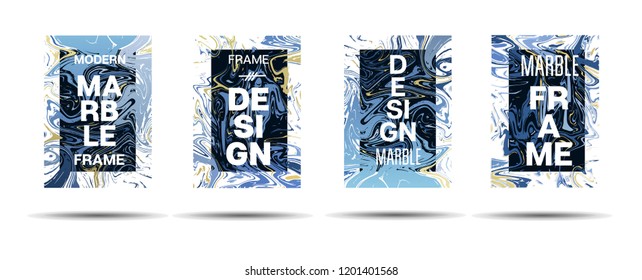 Marble Texture Motion Border Vector Layout. Liquid Paint Futuristic Suminagashi Ad, Music Poster, Motivational Card, Cover Background. Abstract Marble Texture Layout with Text, Cool Gradient Border