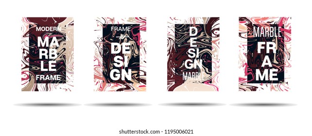 Marble Texture Motion Frame Vector Layout. Suminagashi Liquid Paint Ad, Music, Party Poster, Congratulations Card, Cover Background. Gradient Overlay Border, Abstract Marble Texture Design with Text
