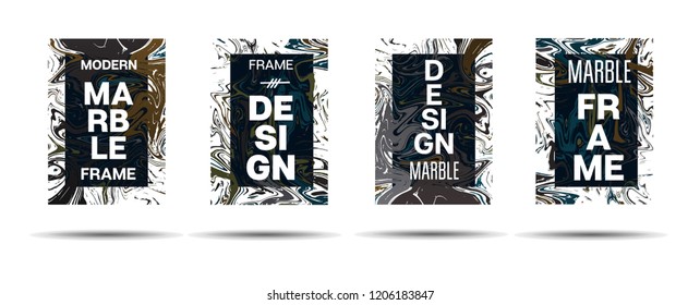Marble Texture Motion Frame Vector Layout. Liquid Paint Trendy Suminagashi Ad, Music Poster, Congratulations Card, Cover Background. Gradient Overlay Border, Fluid Liquid Paint Vector Marble Texture