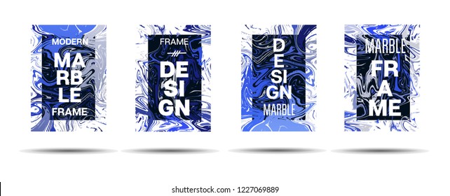 Marble Texture Motion Frame Vector Layout. Liquid Paint Trendy Suminagashi Ad, Music Poster, Motivational Card, Cover Background. 