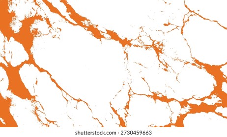 Marble texture with orange veins on white background