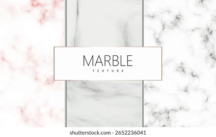 Textura de mármore, Conjunto Premium de 3 padrões de vetor Coleção, cor branca de parede de concreto para o fundo com arranhões e rachaduras, Modelo de fundo abstrato