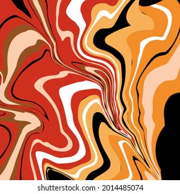 Marble Texture in red, orange, black and white colors. Abstract vector image.