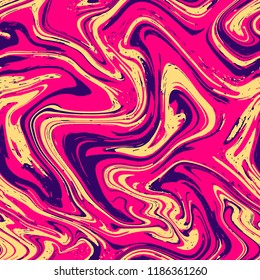 Marble texture seamless background.  Pink, violet, purple abstract pattern.  Seamless liquid fluid marbling effect. Trendy textile, fabric, wrapping. Marble pattern.