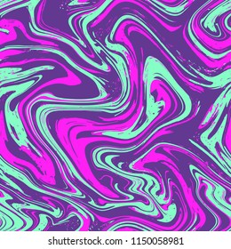 Marble texture seamless background.Pink,violet,purple abstract pattern.Seamless liquid fluid marbling flow effect for cover,fabric,textile,wrapping or print background.Ebru style,aqua ink.Vector