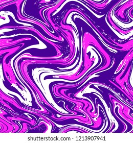 Marble texture seamless background.Pink,violet,purple abstract pattern.Seamless liquid fluid marbling flow effect for cover,fabric,textile,wrapping or print background.Ebru style,aqua ink.Vector