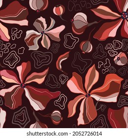 Patrón sin fisuras de textura de mármol. Borgoña, rojo, rosa, naranja, fondo abstracto. Líquido sin foco. Efecto estilo Ebru. Impresión de tinta de Aqua .Vector