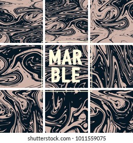 Marble Texture Set. Beige, Pink Gold, Grey Ink Wash Texture Collection. Japanese Suminagashi Painting. Watercolor Splashes. Realistic Stone, Marble Texture Set. Rich VIP Noble Trendy Pattern