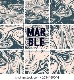 Marble Texture Set. Beige, Pink Gold, Grey Ink Wash Pattern Collection. Japanese Suminagashi Painting. Tradinitonal Crafts. Acrylic Design, Marble Texture Background Set. Retro Vintage Faded Texture