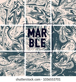 Marble Texture Set. Beige, Pink Gold, Grey Abstract Paint Collection. Japanese Suminagashi Painting. Watercolor Splashes. Realistic Stone Design, Marble Texture Set. Retro Vintage Cool Pattern