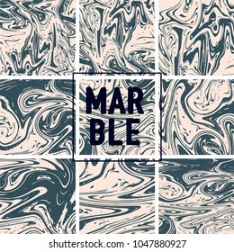 Marble Texture Set. Beige, Pink Gold, Grey Ink Wash Texture Collection. Japanese Suminagashi Painting. Asian Background. Acrylic Design, Marble Texture Background Set. Glamour VIP Elegant Pattern