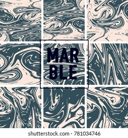 Marble Texture Set. Beige, Pink Gold, Grey Ink Wash Pattern Collection. Japanese Suminagashi Painting. Asian Background. Realistic Stone Design, Marble Texture Set. Glamour VIP Elegant Pattern