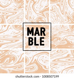 Marble Texture Set. Brown, Beige, Cream White Ink Wash Texture. Japanese Suminagashi Painting. Asian Background. Acrylic Design, Marble Texture Background Set. Rich VIP Noble Trendy Pattern
