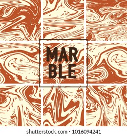 Marble Texture Set. Brown, Beige, Cream White Ink Wash Pattern. Japanese Suminagashi Painting. Tradinitonal Crafts. Realistic Stone, Marble Texture Set. Amazing Futuristic Pattern