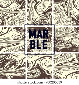 Marble Texture Set. Brown, Beige, Cream White Ink Wash Texture. Japanese Suminagashi Painting. Tradinitonal Crafts. Realistic Stone Design, Marble Texture Set. Retro Vintage Faded Texture