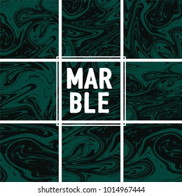 Marble Texture Set. Emerald Green, Black Ink Wash Texture Collection. Japanese Suminagashi Painting. Watercolor Splashes. Acrylic Design, Marble Texture Background Set. Retro Vintage Faded Texture