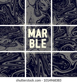 Marble Texture Set. Grey, Black Ink Wash Pattern Collection. Japanese Suminagashi Painting. Tradinitonal Crafts. Acrylic Design, Marble Texture Background Set. Retro Vintage Faded Texture