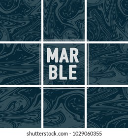 Marble Texture Set. Indigo Blue, Grey, Black Ink Wash Pattern. Japanese Suminagashi Painting. Watercolor Splashes. Acrylic Design, Marble Texture Background Set. Glamour VIP Elegant Pattern