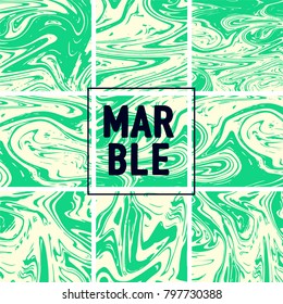 Marble Texture Set. Neon Green, Cream White, Yellow Ink Wash Texture. Japanese Suminagashi Painting. Asian Background. Realistic Stone, Marble Texture Set. Funky Trendy Hipster Pattern