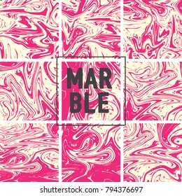 Marble Texture Set. Pink, Cream White Ink Wash Collection. Japanese Suminagashi Painting. Watercolor Splashes. Stone Design, Marble Texture Background Set. Amazing Futuristic Pattern