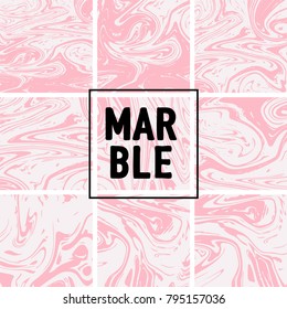 Marble Texture Set. Pink, Cream White Ink Wash Collection. Japanese Suminagashi Painting. Tradinitonal Crafts. Realistic Stone, Marble Texture Set. Rich VIP Noble Trendy Pattern