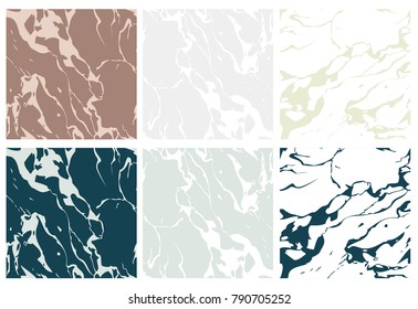 Marble texture set. Seamless patterns. Abstract painted marble illustration