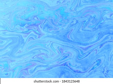 Marble texture vector. Artistic fluid acrylic painting. Wavy liquid marble background. Blue, violet gradient marbling tile. Winter colors wallpapers. 