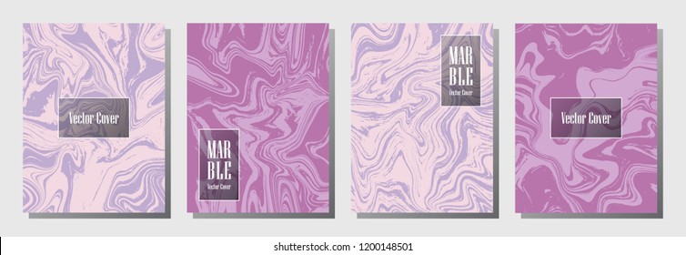 Marble texture vector invitation or journal templates collection. Memphis marble suminagashi or ebru effect, watercolor, oil or paint splashes texture background. Business cover design collection.