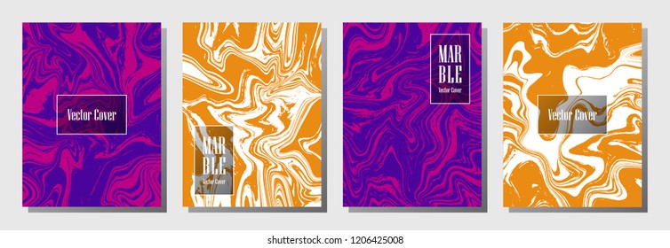 Marble texture vector invitation or journal template design. Flowing marble suminagashi or ebru effect, watercolor, oil or paint splashes texture background. Business covers vector.
