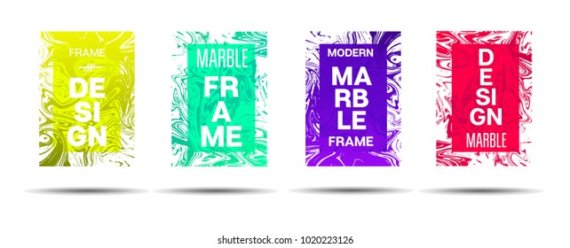 Marble Textured Border.  Vector Funky Hipster Border for Sale Ads, Announcement. Marble Textured Cool Cover, Business Card, Music Poster Design Dynamic Futuristic Creative Neon Paints Banner.