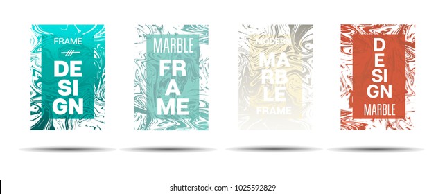 Marble Textured Border.  Vector Funky Hipster Border for Sale Ads, Congratulations. Marble Textured Cool Cover, Business Card, Music Poster Design Dynamic Futuristic Creative Neon Paints Banner.