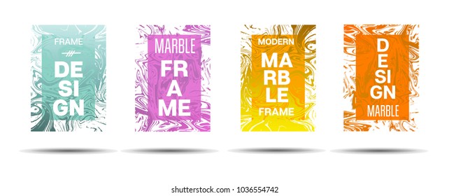 Marble Textured Border.  Vector Funky Hipster Border for Sale Ads, Announcement. Modern Cover, Business Card, Music Poster Marble Textured Design Dynamic Futuristic Creative Liquid Paint Banner.